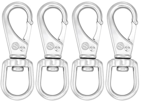 SHONAN Stainless Steel Flag Clips for Flagpole Rope- 4 Pack 3.5 Inch Swivel Snap Hook Flag Pole Clips, Diving Clips Spring Hooks for Dog leashes, Keychains, Boat Ropes, Bird Feeders