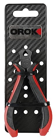 OROK - Pince de précision coupante Devant - Longueur: 110mm - en Acier Carbone Finition Nickel - Dotée de poignées en Plastique - Couleur: Rouge et Noir - Pince de précision coupante