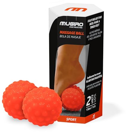Mugiro Balle de massage musculaire, trigger point, fasciite plantaire, cou, dos, jambe, bras. Balle automassante solide, ne s'écrase pas. Bouts arrondis, massage indolore. Ø 5cm, 1 unité