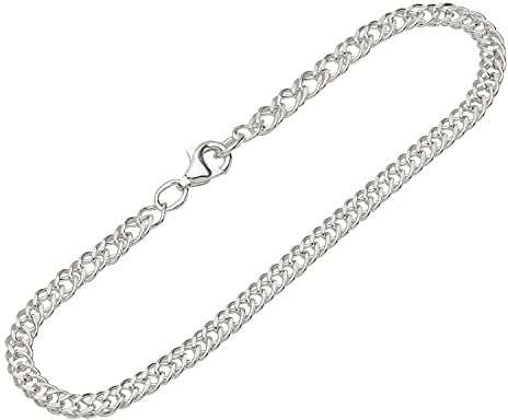 NKlaus armband 925 sterlingsilver 19 cm dubbel pansarkedja bred dam ankare armband 12578, 19 centimeters, Sterlingsilver