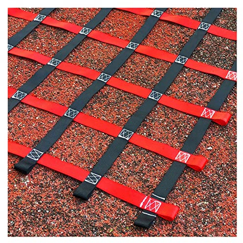 DREAMOSA Red Polyester Climbing Cargo Net, Outdoor Playground Swing, Kids Ninja Obstacle Course, Heavy Duty Hammock Nets, 4x8ft/1.2x2.4m, Compatible with Trucks