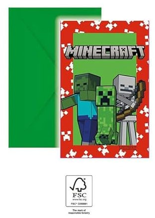 Minecraft Party 6 Einladungskarten & Umschläge