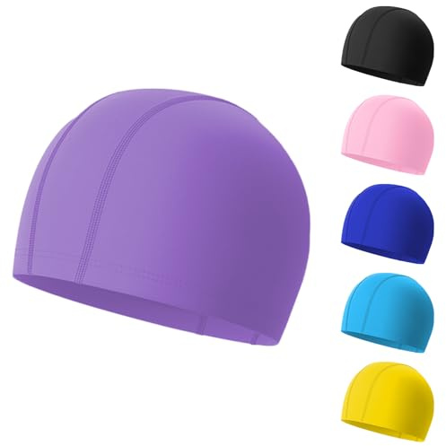 Nepfaivy Fabric Kids Swimming Cap, Stretchy No-Pull Swimming Hats Kids 4-10 | Comfortable-Fit and Durable Girls and Boys Swimming Cap, Soft and Lightweight Swim Hat for Childrens Long and Short Hair