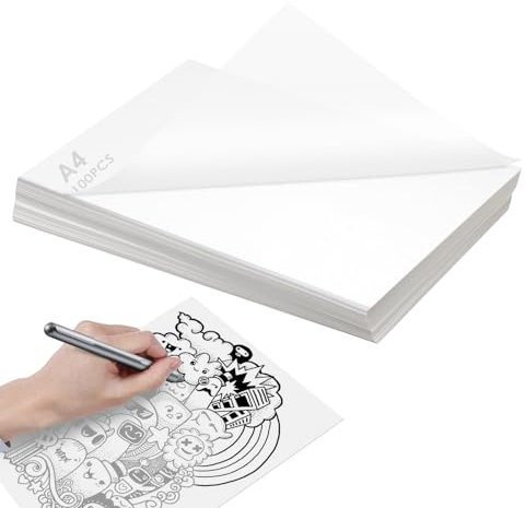 100 Blatt Weiß Transparentpapier, Durchsichtige Papier, Tracing Paper Hohe Transparenz, 55 g/m² Seidenpapier Transparentpapier, zum Zeichnen, Basteln, Gestalten Papier Transparent (210 * 297mm)