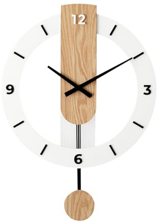Ergocar Wooden Swing Clock, The Mute Wooden Roman Numeric Hanging Clock, Suitable For Decorative Living Room, Kitchen, Bedroom, Office