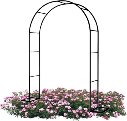 MISKYN Arco for Plantas De Metal for Rosal Trepador, Marco De Soporte De Jardín con Base, Arco Jardin Exterior, Negro 140X230cm 180X230cm 300X230cm,Negro,W3.5M*H2.2M