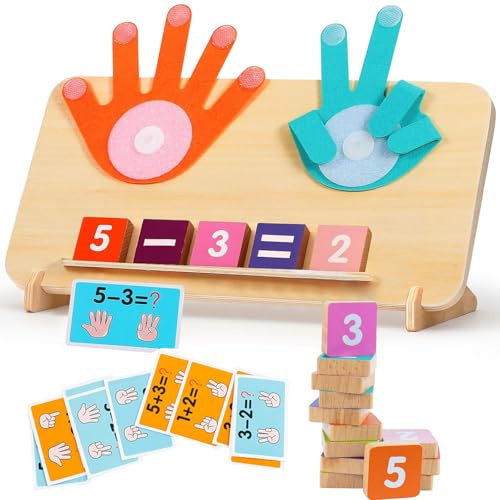 Zkaoai Holz Mathe Spielzeug Zählen Lernen für Kinder, Montessori Spielzeug Holz Mathe Zählspielzeug, Zählen Spielzeug ab 3 4 5 6Jahre für Kinder Jungen Mädchen Vorschule Lernspielzeug Geburtstag