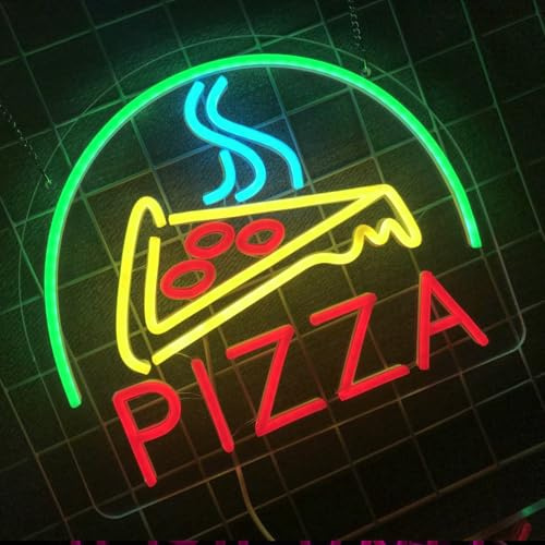 Pizza Shop Neon Sign Led Sign Pizza Sign Commercial Neon Window Decoration USB Power On for Long-term Use Light Adjustable Off Color