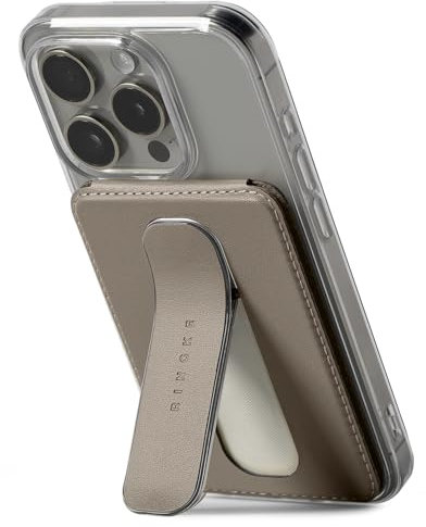 Ringke Slide Grip Wallet Magnetic Card Holder Porte Carte Magnétique Portefeuille Poignée de Doigt pour Téléphone Pochette Cartes [Stockage de 2 Cartes] Compatible avec Coque Magnétique - Taupe Brown