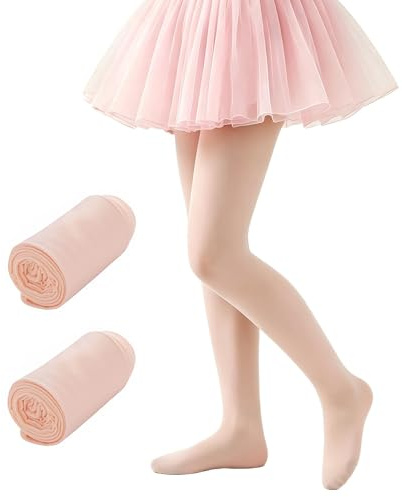 MOSIERRY Pink Ballet Tights Girls 2-5 Years 80 Denier Footed Todder Ballet Dance School Tights,2 Pack