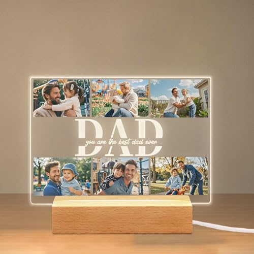 ABirdon Marco Acrílico Personalizado para Papá, Marco Acrílico Personalizado con Foto, Regalo Único para el Día del Padre, Regalo de Cumpleaños para el Mejor Papá