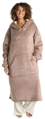 Sienna Extra Long Hoodie Blanket Gifts for Women Super Soft Coral Fleece Oversized Wearable Blanket with Pockets Sleeves Giant Throw Sweatshirt for Women Men Adults Girls, Mink