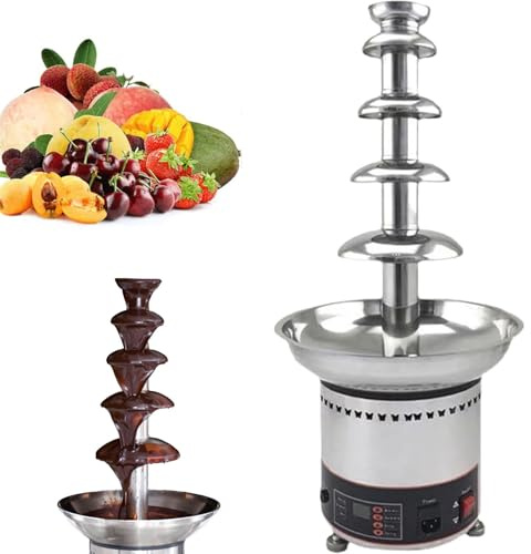 RSQQL Fuente de Chocolate Comercial, Juego Grande de Fondue de Chocolate de 4, 5 y 6 Niveles, máquina de Cascada de Chocolate for Bodas y restaurantes Occidentales.(5Tiers)