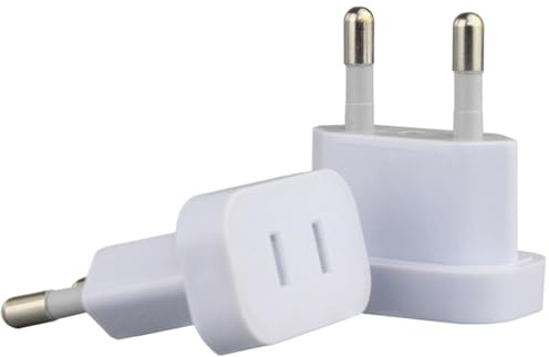 US EU-adapter - elomvandlare för resor | kompakt kontakt med säkra stift, strömkontakt, anslutningstillbehör för europeiska vistelser, 1,81 x 1,57 x 0,87 tum
