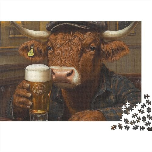 Vache Puzzle 1000 Pièces Papier Adulte Ambiance bistrot rétro Artistique Exercice cérébral décoration Murale activité Anti Stress 38x26cm/1000pcs