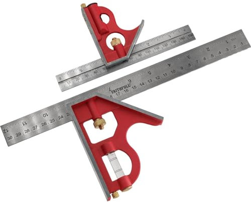 Faithfull FAICS300TP Combination Square Twin Pack 150 & 300mm (6 & 12in),Silver / Red