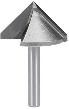 sourcing map 90 Degree V-Groove Router Bit 32mm Dia with 6mm Shank, Titanium Steel Tipped V Grooving Bit (Gray)