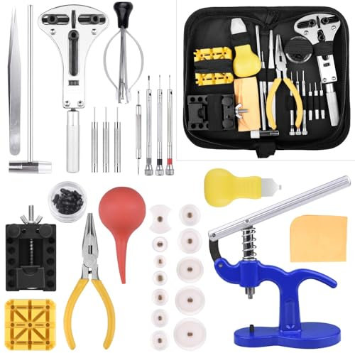 ETEPON Reparatur-Set für Uhren, professionelles Werkzeug für Uhren, Set mit Link zum Öffnen, Justieren der hinteren Tabelle ET017, weiß, White