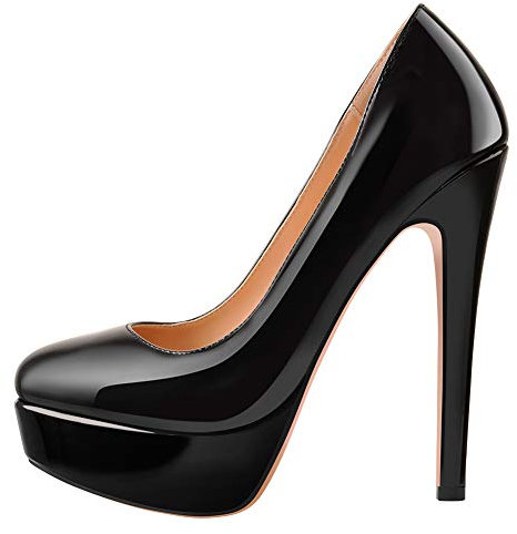 Only maker Plateau Pumps Damen Moderne High Heels Runde Zehen Stiletto Schwarz 36 EU