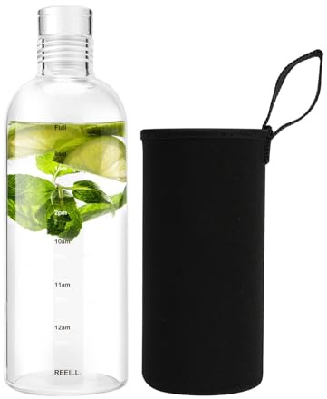 Snminetal Clear Glass Water Bottles With Time Marker Non-slip Sleeve And Lids, Reusable Glass Drinking Bottles, Drink Water Bottle 26 Oz，Suitable For Drinks, Juices, Sodas, Coke, As Gifts Etc.(750ml)