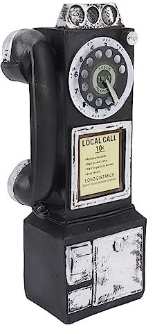 Telefono retrò in Resina per Decorazioni per la Casa, Telefono da Scrivania Vintage con Ornamento in Ferro per Finestra Bar Caffetteria (Nero)