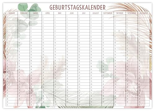 OWLBOOK® Geburtstagskalender Jahresunabhängig in DIN A3 Geburtstagskalender Immerwährend Geburtstagsplaner Jahreskalender Familienplaner Boho Design Papier