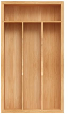 BEKVEM Small Silverware Organizer, Bamboo Kitchen Drawer Organizer, Utensil Holder, Cutlery Tray & Spoon Flatware Storage with Grooved Drawer Dividers (6.7''W x 12''D)