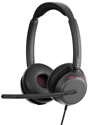 EPOS Impact 860T ANC Auriculares con Cable de Doble Auricular con Cancelación Activa de Ruido, Certificado Teams, USB-C y USB-A, Super Wideband Audio, para Oficina, Zoom, Trabajo Remoto e Híbrido