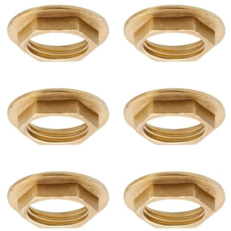 BEATIFIC 6 pezzi flangia esagonale dadi di sicurezza, 1/2 pollici flangia filettatura interna in ottone, dado esagonale rubinetto, dado di raccordo sanitario, per bagno lavandino idraulico accessori