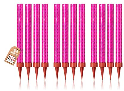 h2i Eissterne | 24 Stück | 60 Sek. Brenndauer | Eisfontäne Sprühkerze Wunderkerze - Highlight für Events Party Hochzeit Geburtstag | Tischfeuerwerk & Deko für Flaschen & Torten | Rot | Kat F1