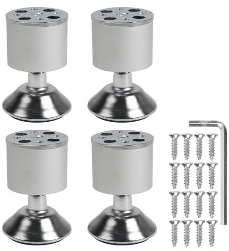 Luabue Piedini per Mobili Regolabili 8cm Gambe per Mobili Alluminio Piedi Base Zampe Metallo per Armadietto, Divano, Letto, Argento