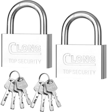 2 Stück Vorhängeschloss 40 mm,Schloss mit Schlüssel, Vorhängeschloss Wetterfest,Vorhängeschloss Klein mit 8 Schlüssel, Vorhangschloss für Koffer,Schränke,Spinde,Werkzeugkisten,Lager, Garage,Garten