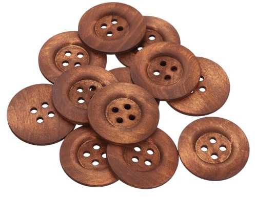 sourcing map 20Pcs Large Wooden Buttons, 50mm(2) 4 Hole Round Wood Sewing Button Craft for Sewing DIY Craft Clothing, Coffee