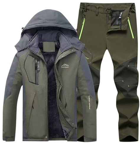 Generisch Skijacke Herren M, Thermoanzug Herren Angeln Winter Schneeanzug mit Kapuzen Tracksuit Warme Skibekleidung Jacke und Hosen Skijacke Wasserdicht Skianzug Winddicht Schneemantel
