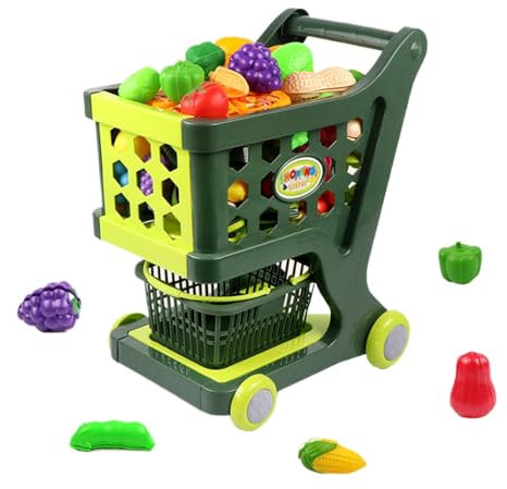 Kinder-Einkaufswagen, Einkaufswagen, Einkaufswagen-Trolley-Set Für Kinder, Rollenspiel-Spielzeug, Rollenspiele Mit Stabiler Struktur Für Geburtstag, Neujahr, Weihnachten, Kindertag