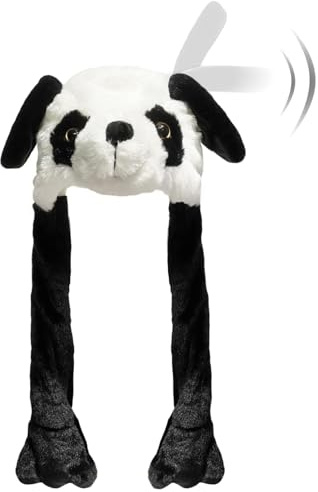 Hpfulseazn Ear Moving Jumping Warm Plush Animal Hats Movable Dancing Ear Flap Hat Earflaps Movable Fluffy Cap(Panda)