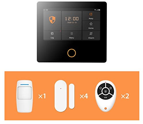 Système de sécurité Domestique Système de sécurité Domestique 4G Protection de sécurité sans Fil Capteurs d'alarme de Maison Intelligente Tuya sirène intégrée Fonctionne(Set-E 8Kit)