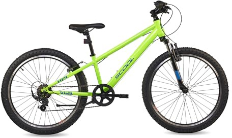 S’COOL Xroc Mountainbike 24 Zoll, 6-Gang Kettenschaltung, Alu-Hardtail, für Alltag & Gelände, Kinder 8–12 J., Farbe: Neon Green/Ocean