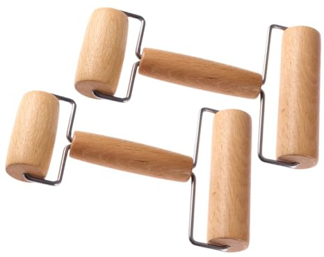 CONGARTENO 2 pezzi Mattarello in Legno Doppio Rullo per Pizza e Pasta Piccolo Non Stick Strumento da Cucina Estetico per Forno Facile da Pulire e Resistente per Dolci e Pane