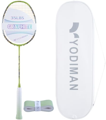 YODIMAN Pro Ultra-Lightweight Badminton Racket (Single) | M55J Carbon Fibre Frame | High-Performance 0.68mm String | 35LBS Tension Capacity | Professional Competition Grade