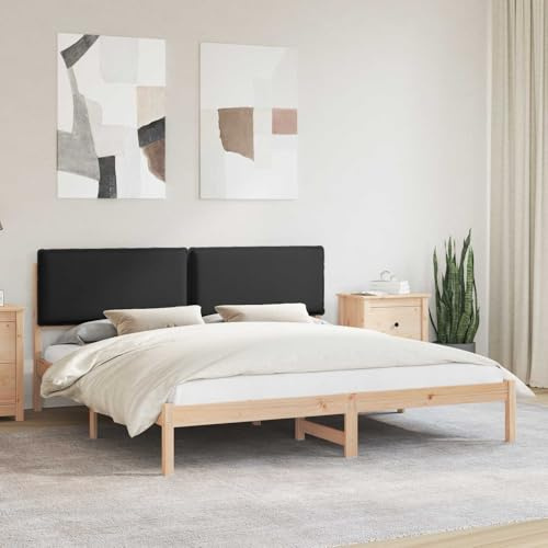 Pyvara Svart uppstoppad sängram, 180 x 200 cm, massivt furu, avtagbart tvättbart huvudskydd, modernt sovrum design, utrymme sparande komfort för två
