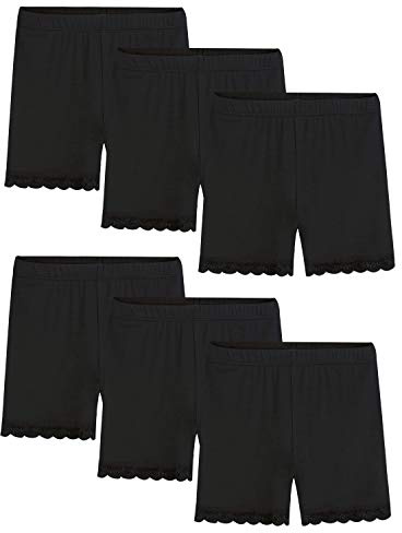 BOOPH Lace Bike Short Girls Dance Undershorts for 8-10 Years 6 Pack Black