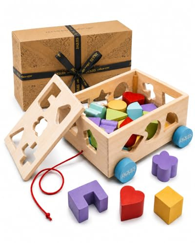 Jaques of London Wooden Shape Sorter for 1 year olds | Pull Along Wooden Toys for 1 2 3 Year Olds | Montessori Toddler Toys | Since 1795