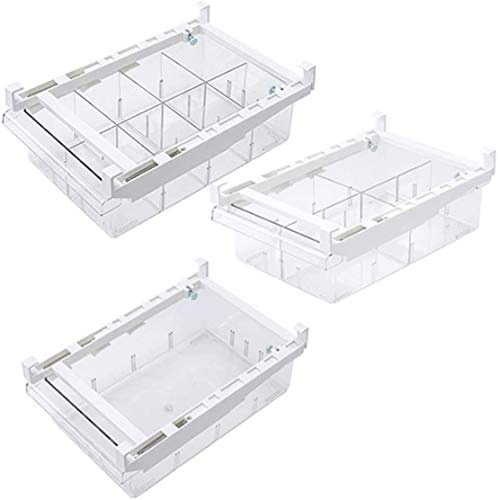 Cassetto organizer per frigorifero, contenitore per organizer per frigorifero, contenitore per organizer per congelatore estraibile, contenitore per ripiano per frigorifero per uova, verdura, frutta