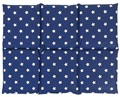 Bio-Dinkelkissen groß 40x30cm 6-Kammer, Sterne-blau - Wärmekissen Dinkel Körnerkissen für Mikrowelle und Backofen - Dinkel-Kissen 30x40, Sterne-blau