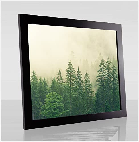Monaldo Deluxe Bilderrahmen Posterrahmen 110 x 80 cm Schwarz Matt Wechselrahmen weisser Hintergrund Antireflex Kunstglas