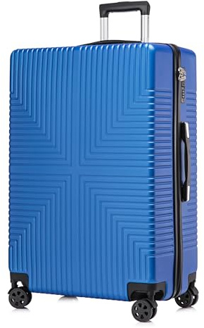 DK Luggage 28 Large Lightweight Hard Shell Suitcase 4 Wheel Spinner Luggage ABS-30 Blue