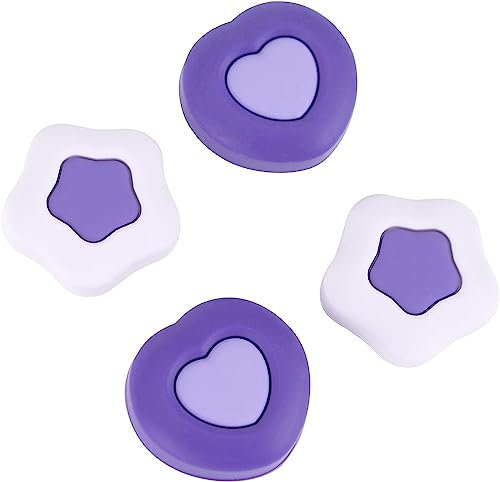 GeekShare Simpatici Cappucci Joycon Thumb Grip in Silicone Cappucci Kawaii Thumbstick Cover Joystick Compatibile con Switch/OLED/Switch Lite, 2Pairs/4PCS - Cream Heart Dark Version