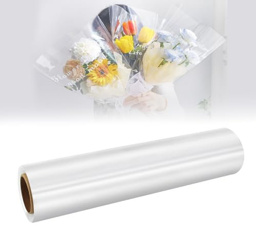 NAROSEBE Cellophanfolie Rolle Transparent Geschenkpapier Zellophan Klares Geschenkfolie Zellophanfolie Cellophan Blumenfolie Geschenk Verpackungen Folie Zellophan Packpaier für Verpackung, 30mx54cm