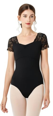Lanbodance Women's Short Sleeve Leotard for Ballet Ballerina Dance Costume